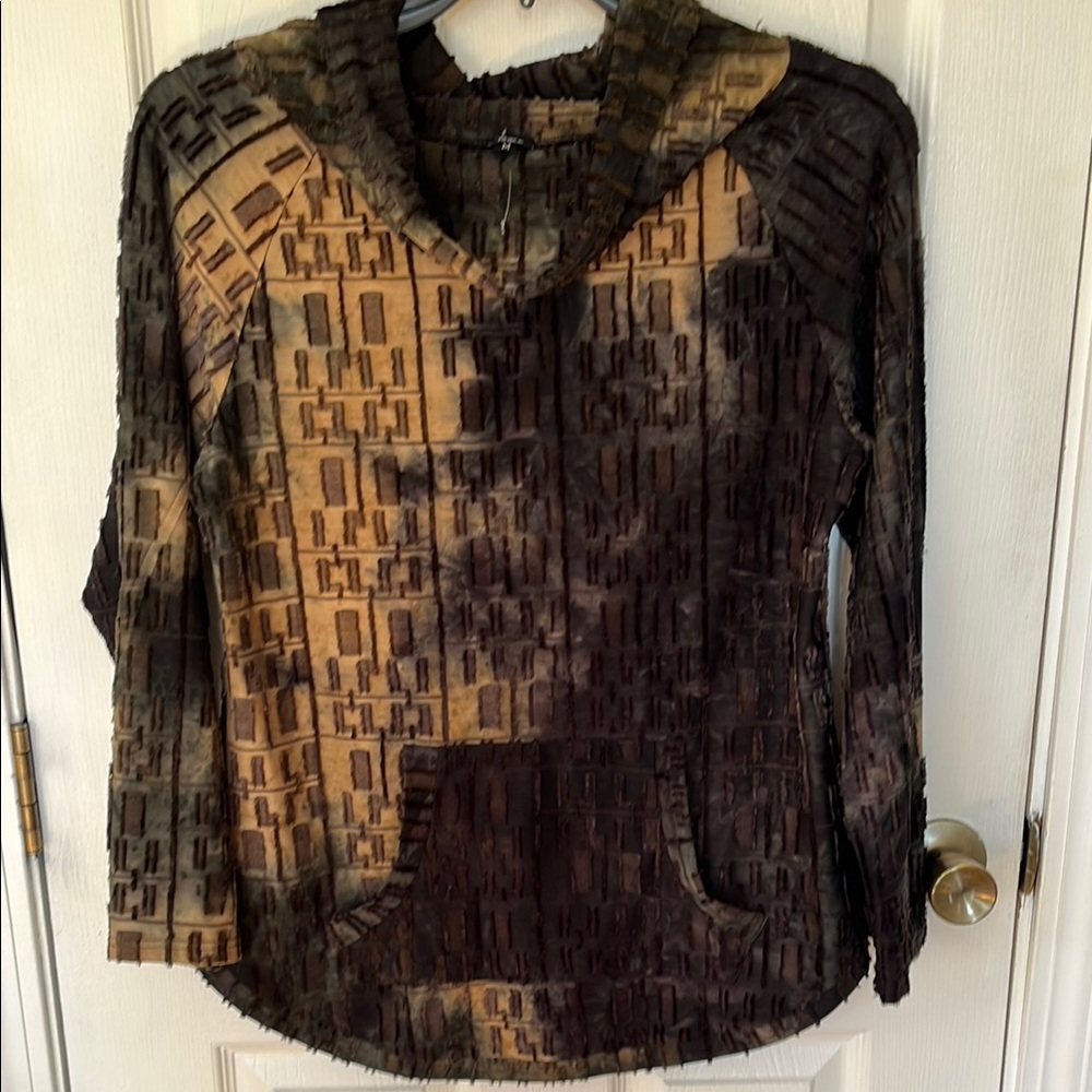 Geometric Brown and Tan Hoodie